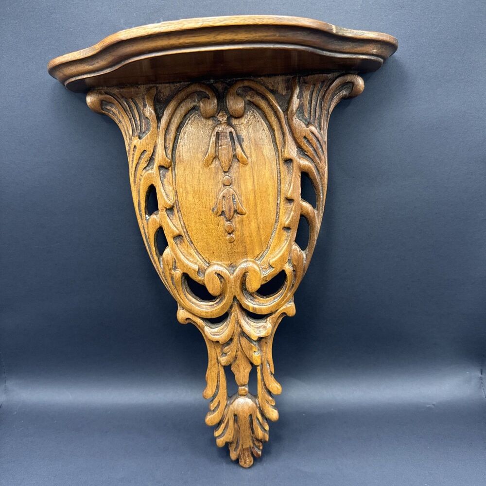 Vintage Carved Wood Wall Shelf French Rococo/Louis XIV Style 10.5x8 ChateauChic